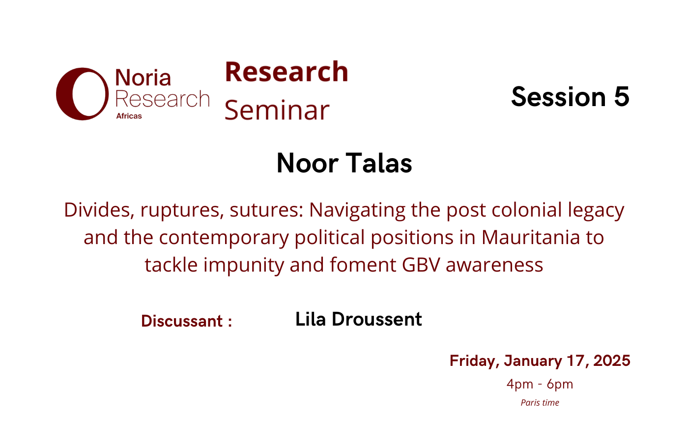 Seminar – Session n°5 – N. Talas