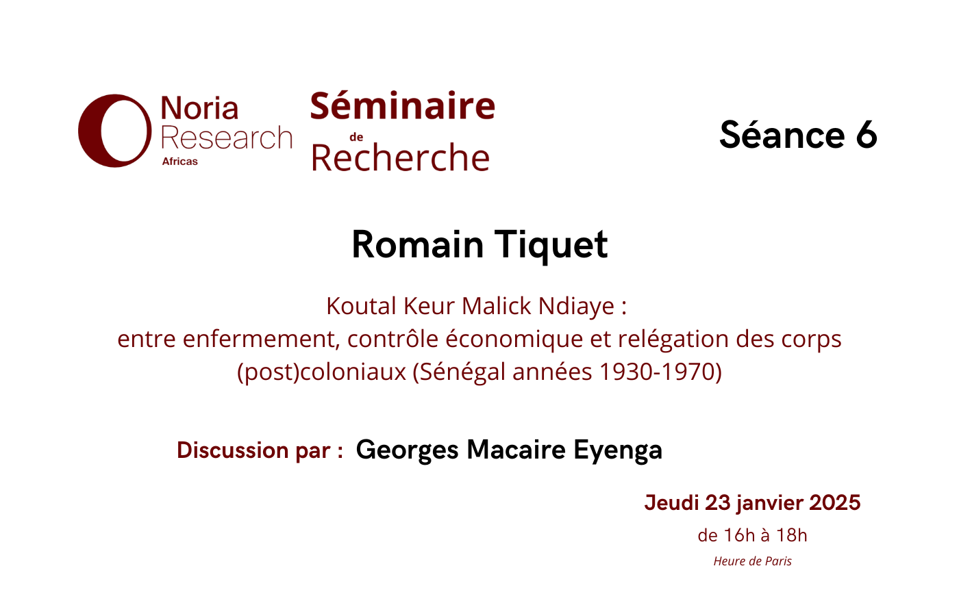 Séminaire – Séance n°6 – R. Tiquet